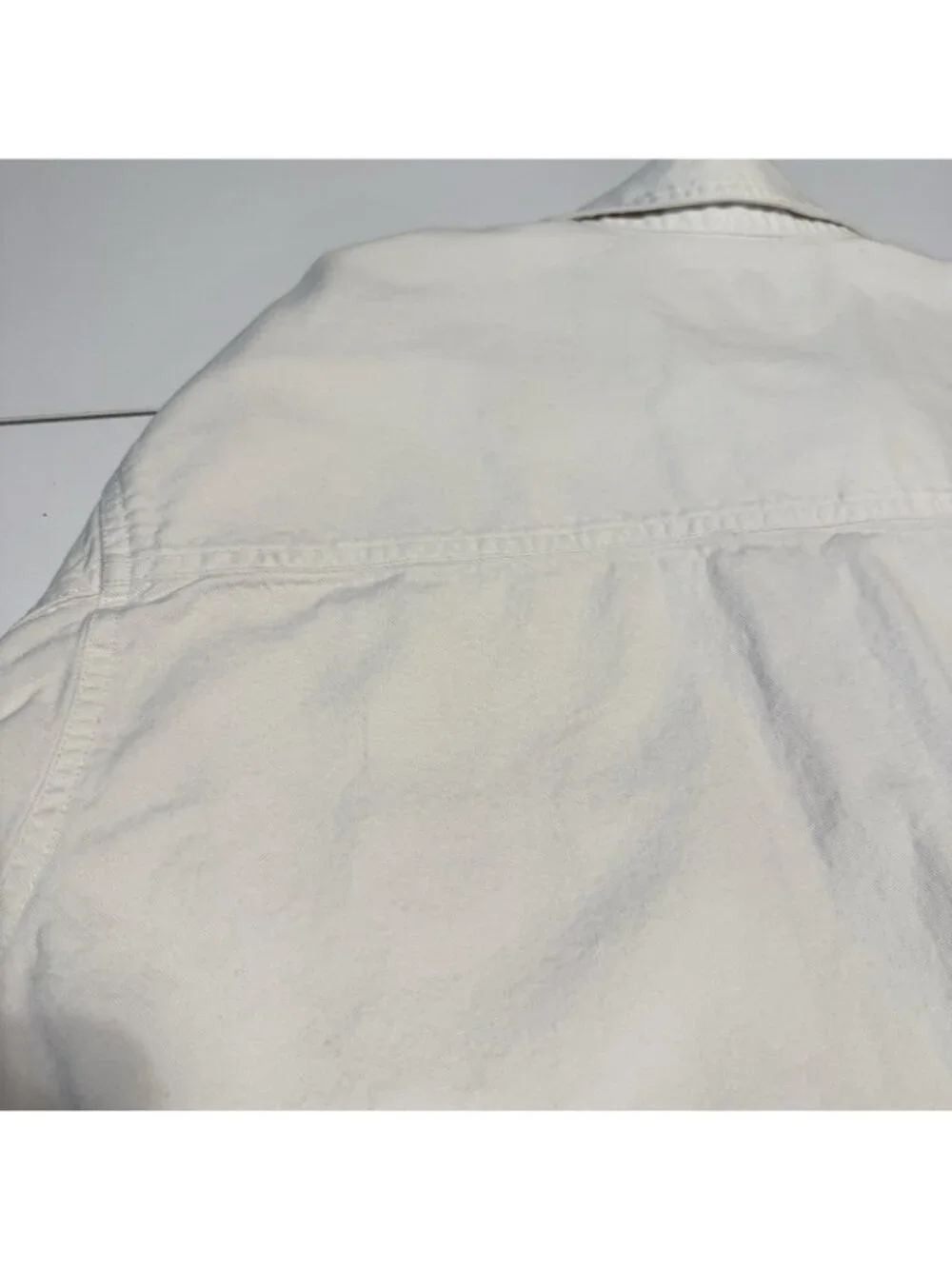 VTG 1990s Levis Red Tab Jeans Denim Button Down Shirt Mens L White Heavyweight